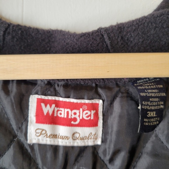 Wrangler Red Black White Plaid Flannel Quilted Lined Hooded Shirt Jacket Men 3XL - Picture 8 of 16